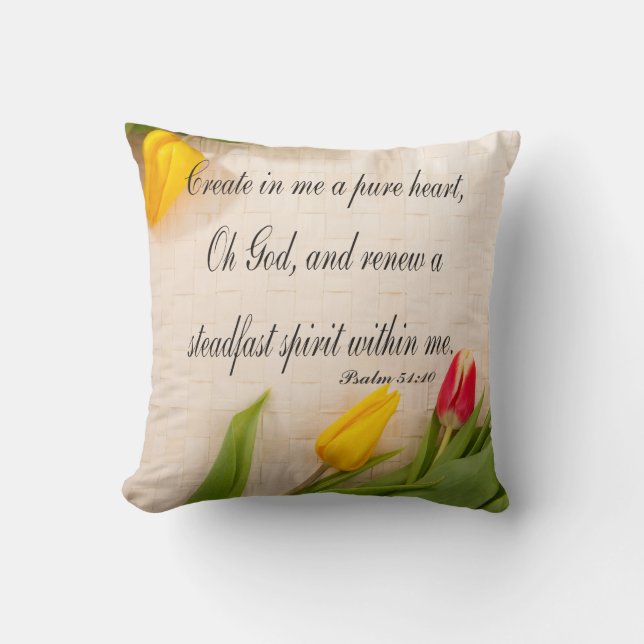 Coussin chrétien de psaume, 51:10 de psaume (Recto)
