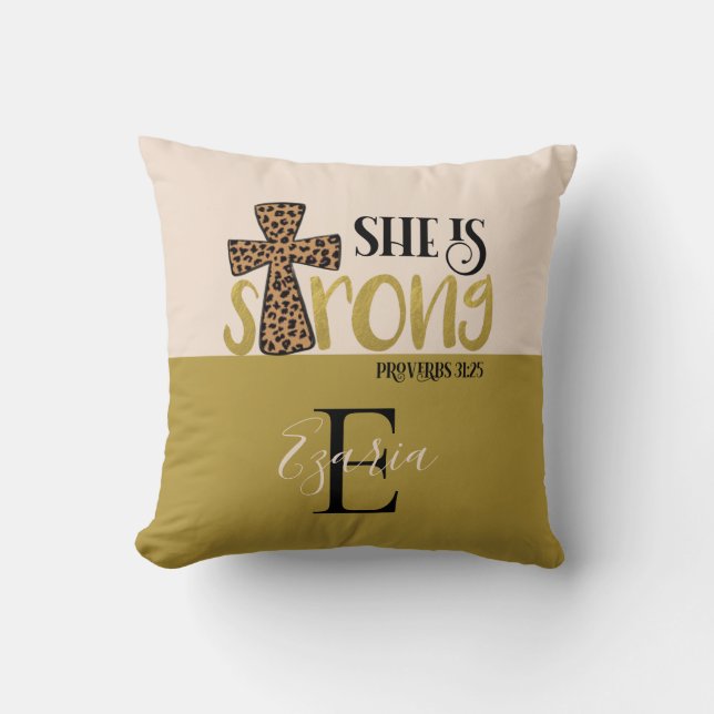 Coussin Chrétienne Personnalisée Elle Est Proverbe Forte 3 (Recto)