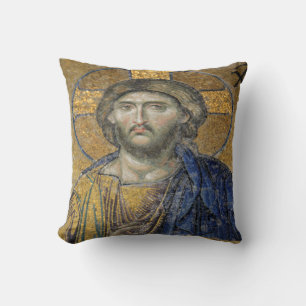 Coussin Christ Pantocrator Mosiac Iconique Religieux Romai
