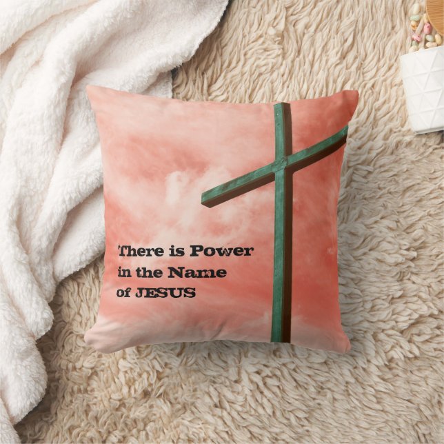 Coussin Christian CROSS Pâques JÉSUS Nom du pouvoir Corail (Couverture)