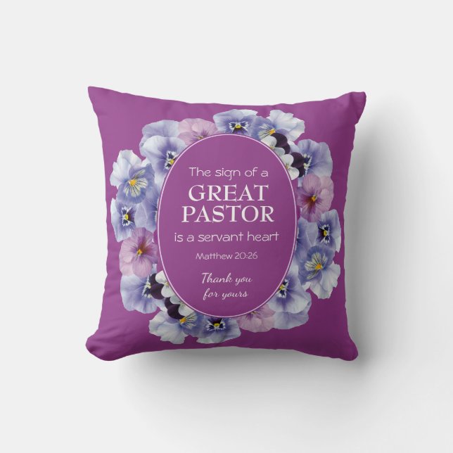 Coussin Christian Floral PASTOR APPRÉCIATION Serviteur Coe (Recto)