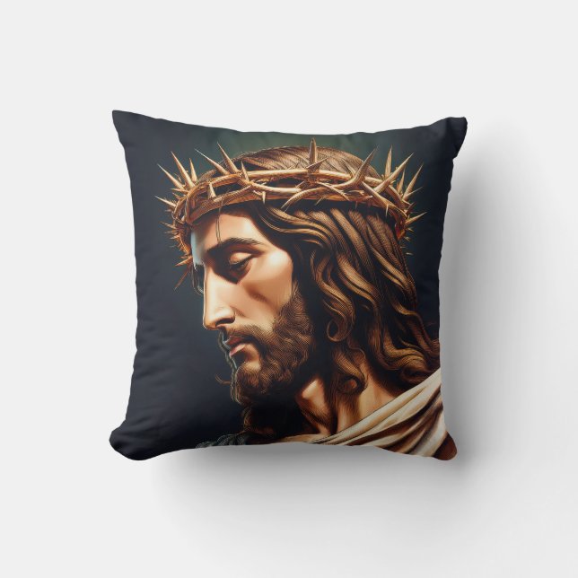 Coussin Christian Jésus Couronne d'épines (Recto)