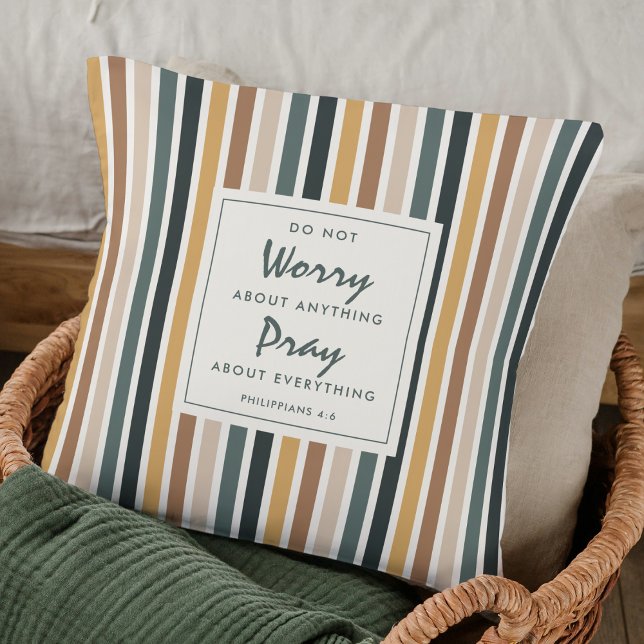 Coussin Christian Keepsaké ne s'inquiètent pas Écriture au (Christian home décor pillow with Philippians 4:6, customizable poem)