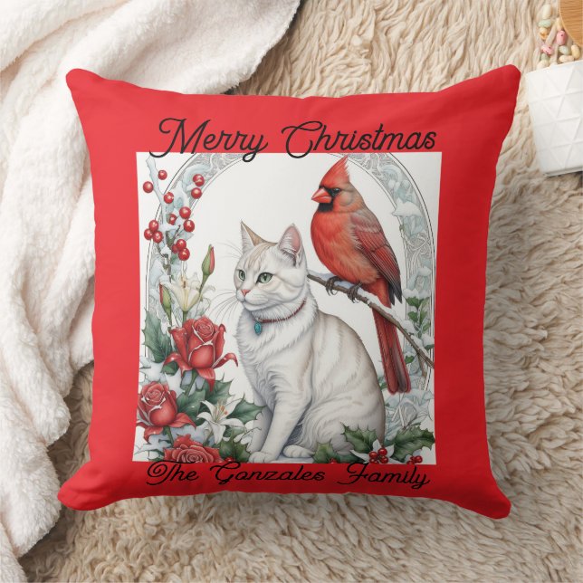 Coussin Christmas Cat Throw Pillow (Couverture)