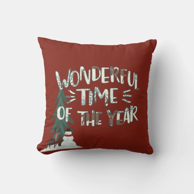 Coussin Christmas Deer et Snowman (Recto)