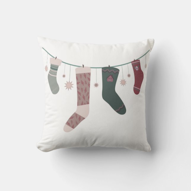 Coussin Christmas garland of jolly socks (Recto)