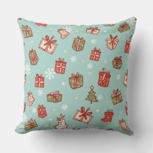 Christmas Gifts Pattern Throw Pillows
