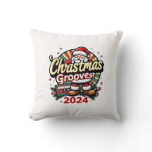 Christmas Grooves Retro Pillow: Cozy Holiday Nosta
