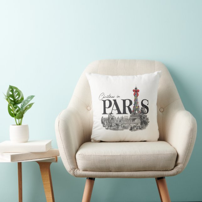 Coussin Christmas In Paris Throw Pillow (Chaise)