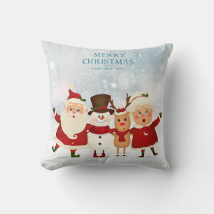 Coussin Christmas Père Noël, Mme Claus Rudolph et Snowman