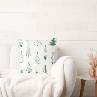 Coussin Christmas Pillow with Stylized Trees