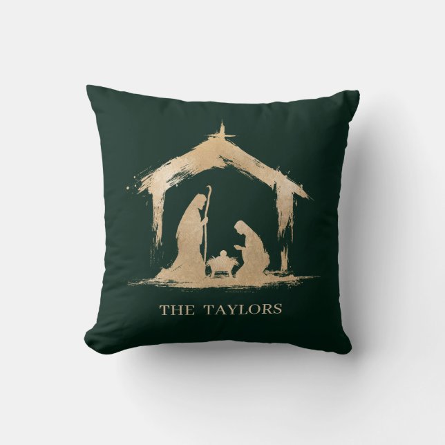 Coussin Christmas Religious Nativity Scene Family Photo (Recto)