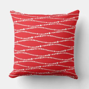 COUSSIN CHRISTMAS ROUGE & BLANC CHAÎNE DE PERLES
