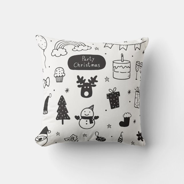 Coussin Christmas style black and white  (Recto)
