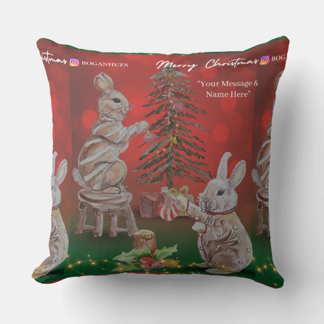 Coussin Christmas Theme Bunny Boganhues Artisanal Prints (Recto)