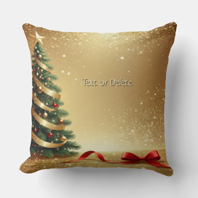 Coussin Christmas Tree Ribbons Holiday Throw Pillow (Recto)