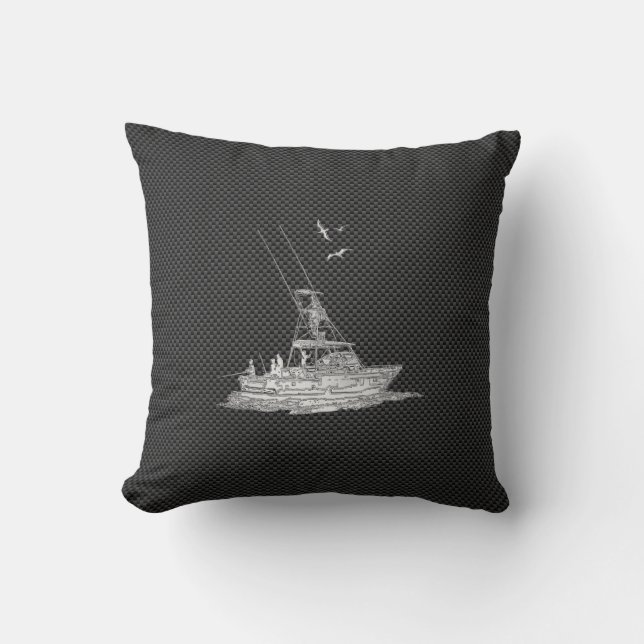 Coussin Chrome Comme bateau de pêche sur la fibre de carbo (Recto)