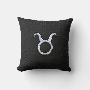 Coussin Chrome Like Taurus Zodiac Sign on Black Snake Skin