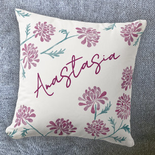Coussin Chrysanthème personnalisé du mois de naissance de 