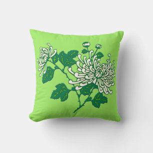 Coussin Chrysanthèmes d'araignée chinois - blanc crémeux
