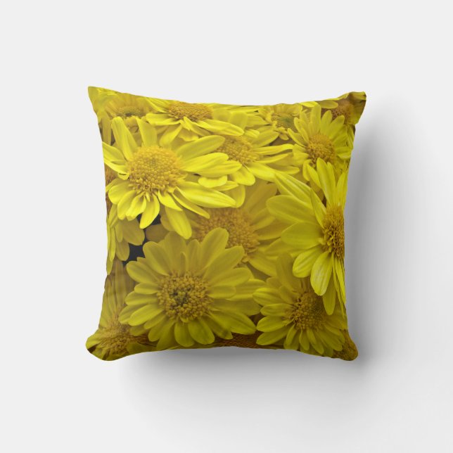 Coussin Chrysanthèmes jaune soleil (Recto)