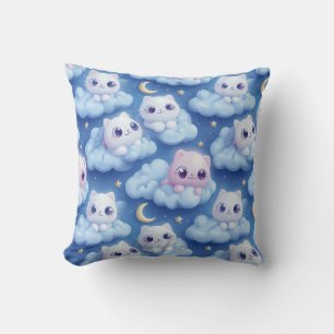Coussin "Chubby Kawaii Chats et nuages 3D Motif sans coutu