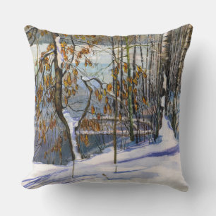 Coussin Chute de neige aquarelle peinture