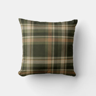 Coussin Chute verte et Tan Plaid
