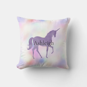 Coussin Ciel arc-en-ciel rose unicorne violet