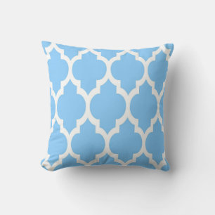 Coussin Ciel Bleu Blanc Motif Quatrefoil Marocain #4