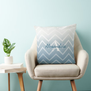 Coussin Ciel Bleu Chevron Blanc