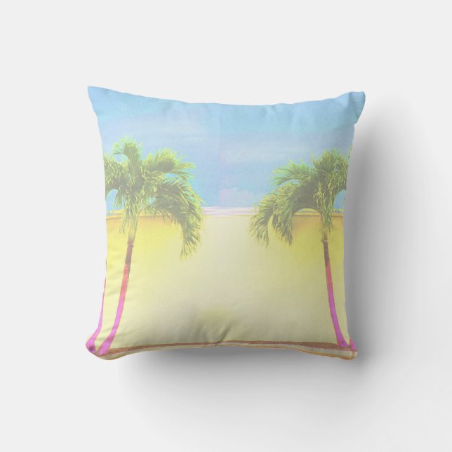 Coussin Ciel de deux palmiers le rétro s'est fané (Recto)
