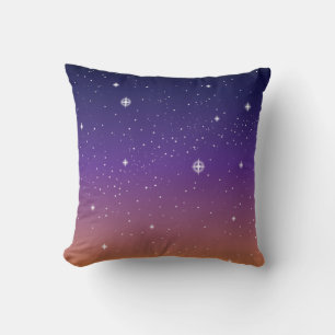 Coussin Ciel étoilé de coucher de soleil violet et or