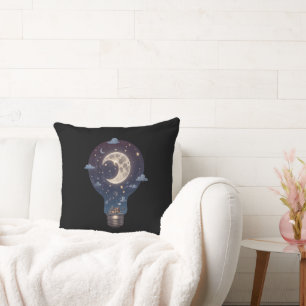 Coussin Ciel nocturne et cottage à l'intérieur d'une ampou