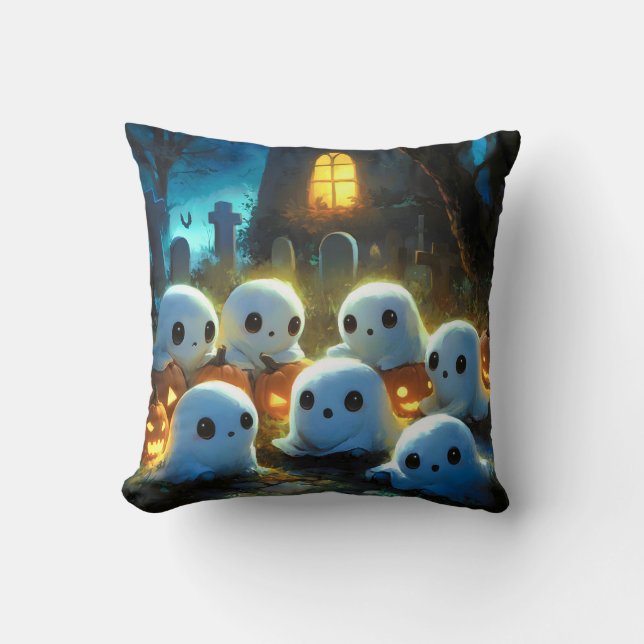 Coussin Cimetière de nuit éffrayante mignonne Fantôme d'Ha (Recto)