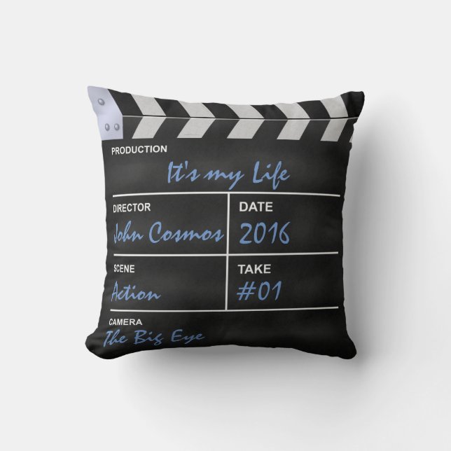Coussin Cinéma de claquette "c'est ma vie " (Recto)