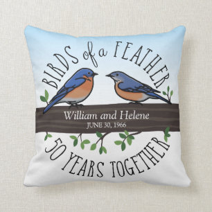 Coussin cinquantième Anniversaire de mariage, oiseaux