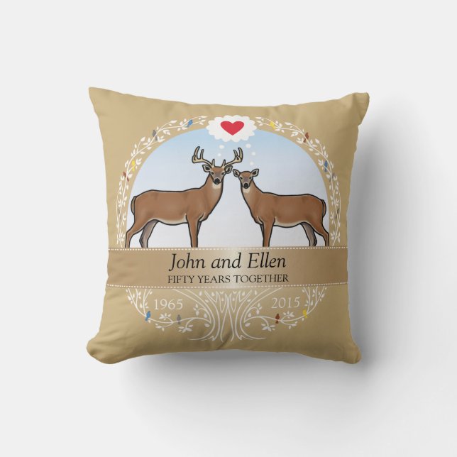 Coussin Cinquantième anniversaire, mâle et daine de (Recto)