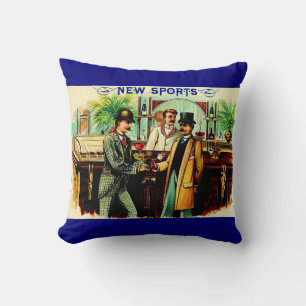 Coussin circa 1900 New Sports boîte à cigares imprimé étiq
