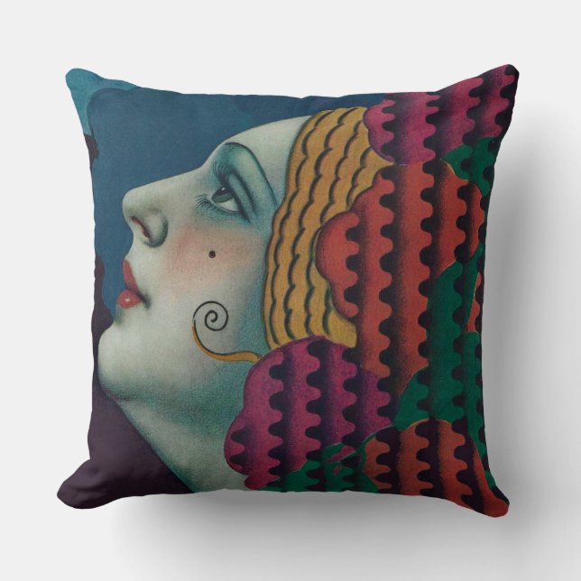 Coussin circa 1930 art deco woman print (Recto)