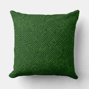 Coussin Circuitrie - Avocado Green sur Dark Forest Green