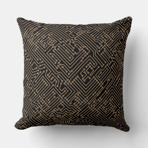 Coussin Circuitrie - Sable sur noir
