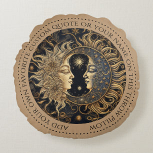 Coussin circulaire Céleste Sun Moon personnalisé