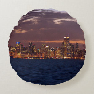 Coussin circulaire de Chicago Skyline