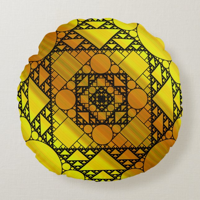 Coussin circulaire de géométrie fractale (Devant)