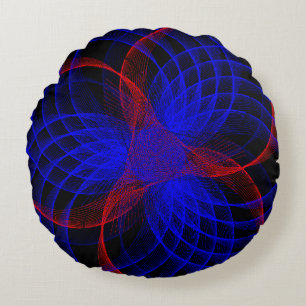 Coussin circulaire géométrique à accents bleuets t