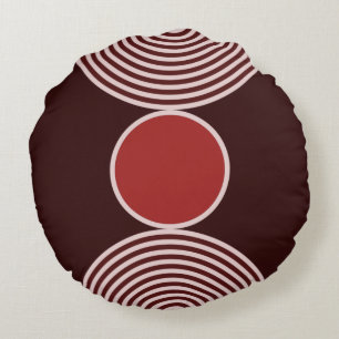 Coussin circulaire Motif circulaire rouge minimal