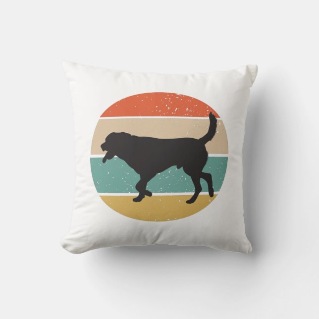 Coussin Circulaire Rétro Labrador Propriétaire Papa Maman  (Recto)