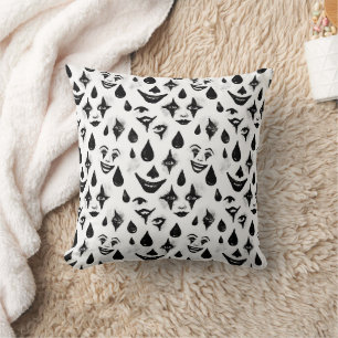 Coussin Cirque Clown Visages Noir Blanc Halloween Amusemen