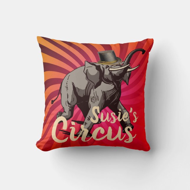 Coussin Cirque éléphant spirale casquette personnalisable (Recto)